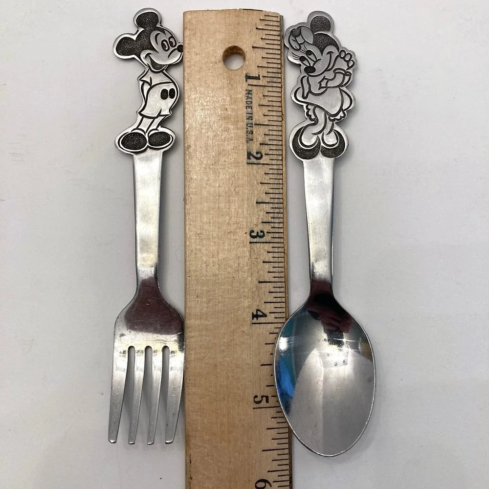Walt Disney by Bonny Micky & Minnie Fork Spoon Toddler Stainless Japan Vintage